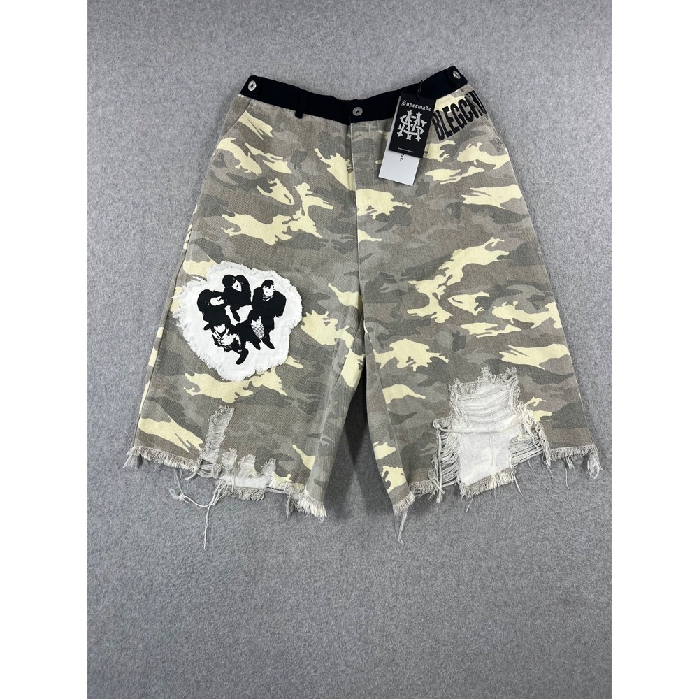 Supermade Camouflage Shorts Mens XL Brown Distressed Baggy Jorts 13" Inseam